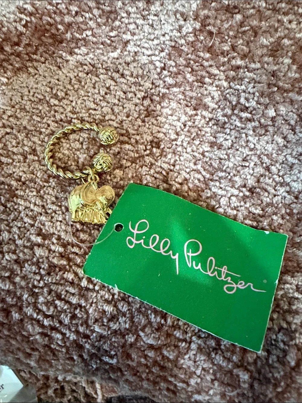 Lilly Pulitzer Promo Gold-Tone Good Luck Elephant Charm Key Ring